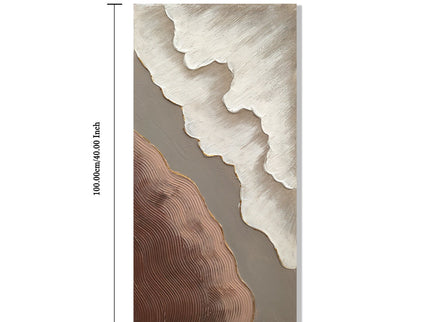 Abstract Wall Art, Textured Canvas Painting With Accents, Decor For Living Room (Set of 2) - Antique Brown+White
