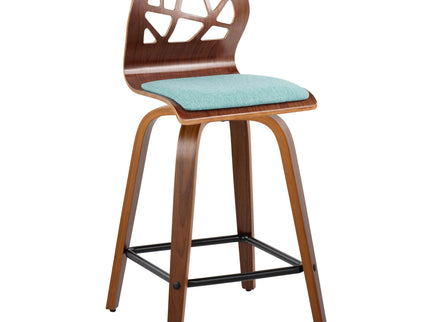 Folia - Mid Century Modern Fixed Height Counter Stool With Swivel With Square Footrest (Set of 2)