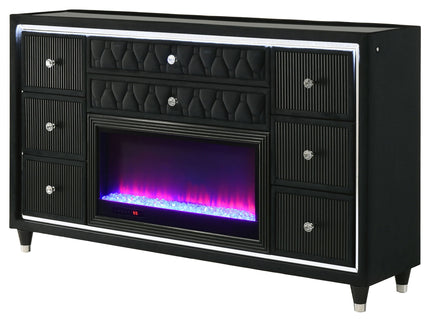 Mika - 8 Drawer LED Fireplace Dresser