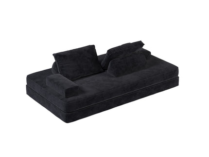 Multifunctional Convertible Sofa Bed With 2 Tumbler Backrests And 2 Pillows, Deep Seat Couch