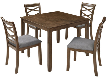 5 Piece Dining Table Set & 4 Chairs - Walnut