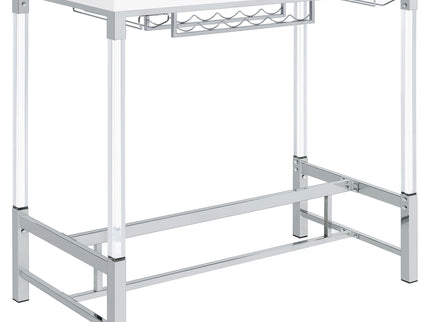 Tonneson - Bar Table With Trestle Base And Wine Storage - White