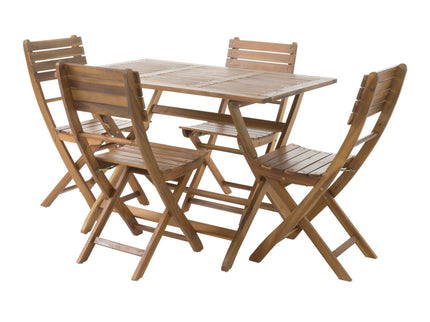 Natural 5 Piece Wood Outdoor Patio Dining Set - Natural Stained