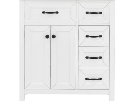 Bathroom Vanity With Sink, Freestanding Design, Soft Close Doors & Drawers - White