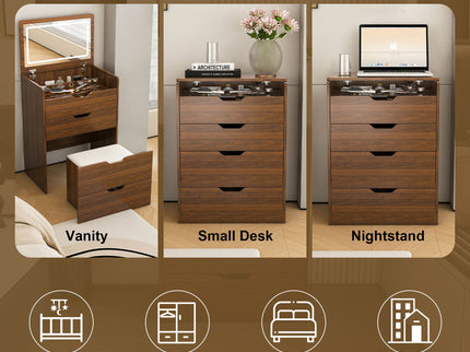 Vanity Desk With Lighted Mirror & Stool