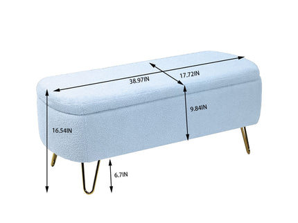Storage Ottoman Bench For End Of Bed Legs, Modern Camel Faux Fur Entryway Bench Upholstered Padded With Storage For Living Room Bedroom