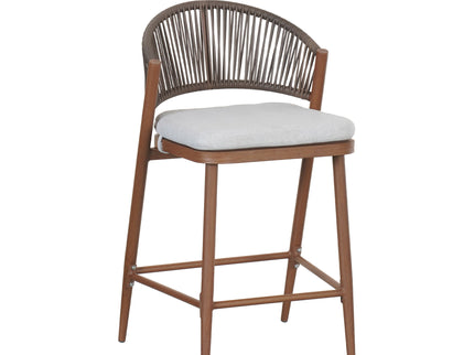 Outdoor 26" Counter Height Metal Frame Counter Stools With Scallop Shaped Backrest & Water Resistant Cushions