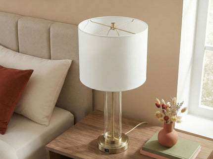 Luna - Table Lamp With On / Off Switch Clear Body Base - Clear / Silver / White