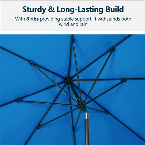 Patio Umbrella With Crank Lift And Tilt, UV-Resistant Canopy