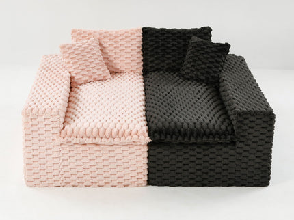 Multifunctional Sofa Pink Black, Fits 4 People