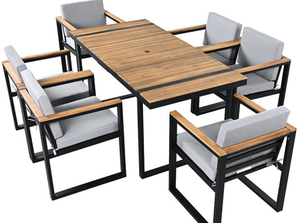 7 Pieces Outdoor Dining Set Patio Dining Table And Chair Set With And Removable Cushions For Patio