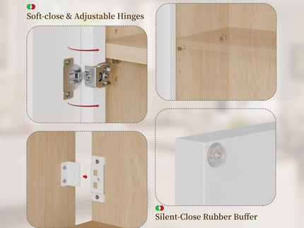 Shaker Wall Cabinet With Soft Close Hinges, Adjustable Shelves, Double Door