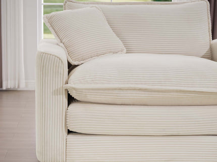 Modern Upholstered 4 Seater Fabric Sofa With Arm And Throw Pillows