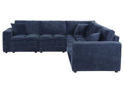 Azure - 5 Piece Upholstered Modular Sectional Sofa - Blue