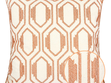 Geometric Embroidered Throw Pillow - Rust