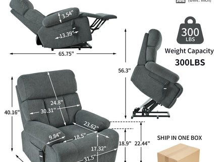 Oversized Power Lift Recliner Chai With Remote Control, Side Pocket, Spacious Seat