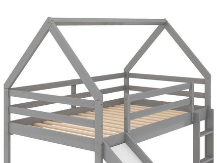 House Shape Bunk Bed With Slide And Ladder