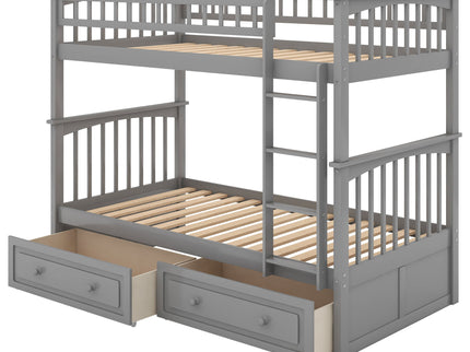 Twin Over Twin Bunk Bed With Drawers, Convertible Beds