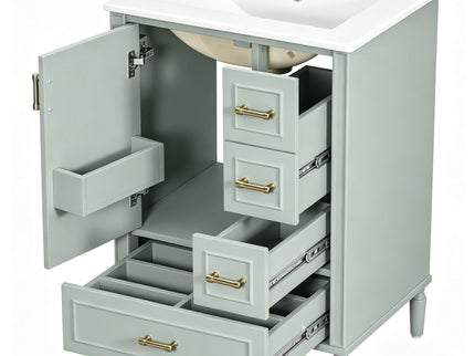 Modern Bathroom Vanity With Sink, Soft Close Doors, 3 Drawers