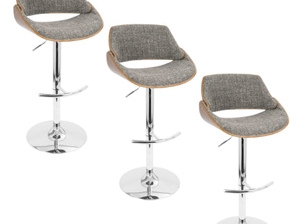 Fabrizzi - Mid Century Modern Adjustable Barstool With Swivel With Rounded T Footrest (Set of 3)