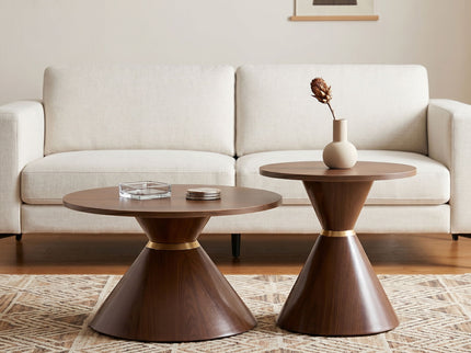 2 Piece Round Coffee Table Set For Living Room