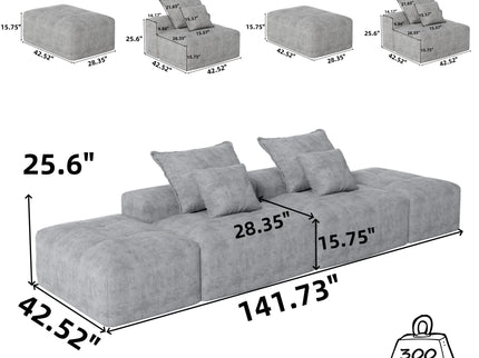 Modern Oversized Diy Combination Modular Sectional Sofa With Pillows