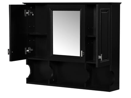 Wall Mounted Bathroom Medicine Wall Cabinet With Mirror & Open Shelves