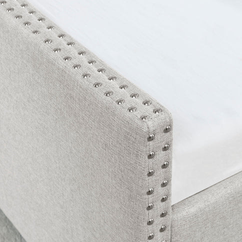 Upholstered Tufted Daybed With Drawers, Waved Arms