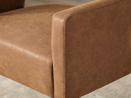 Upholstered Open Back Armchair With Weathered Rubberwood Legs