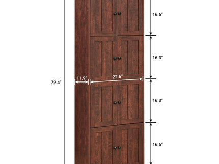 Tall Storage Cabinet With 8 Doors And 4 Shelves, Wall Storage Cabinet For Living Room, Kitchen, Office, Bedroom, Bathroom