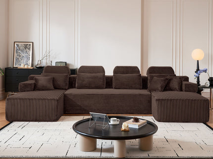Sectional Sleeper Sofa & Storage Pockets, Modular Couch With Throw Pillows For Living Room