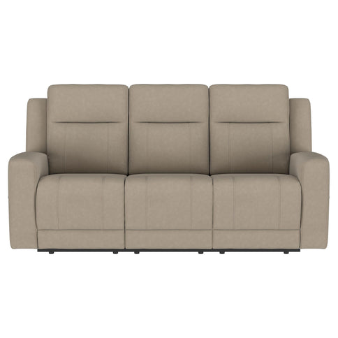 Slater - 3 Piece Upholstered Reclining Sofa Set And Built In Storage - Taupe