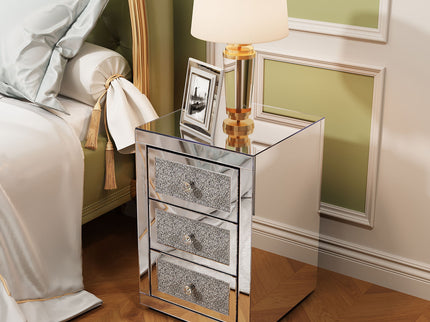 3 Drawer Nightstand - Silver