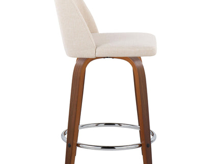 Toriano - Mid Century Modern Fixed Height Counter Stool With Swivel With Round Footrest (Set of 2)