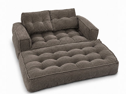 2 Seater Modular Corduroy Sofa With Chaise Lounge For Living Room