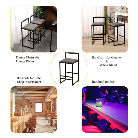Elegant Bar Stool Set With Backrest And Footrest, Counter Height (Set of 2)