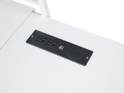 Loft Bed With 4 Layers Of Shelves And L-Shaped Desk, Stylish Metal Frame Bed With A Set Of Sockets, USB Ports And And Wireless Charging