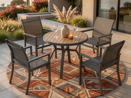 5 Piece Patio Dining Set & Table And Chairs For Outdoor Use - Gray