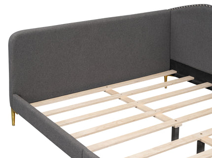 Upholstered Daybed With Headboard And Armrest, Support Legs