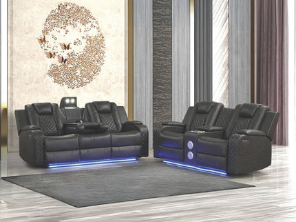 Benz - Power Recliner Set With LED Lighting And USB Charging