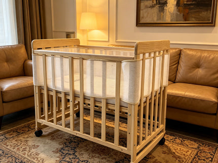 Portable Pne Bedside Bassinet, Crib With 3 Adjustable Heights, Compact Design - White