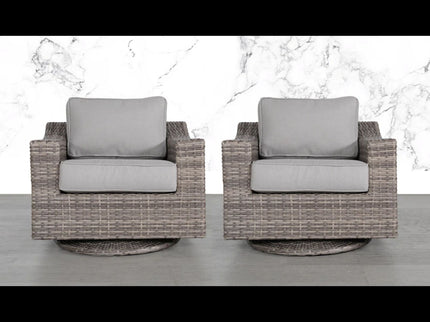 Swivel Patio Chair With Luxurious Cushions Perfect For Outdoor Relaxation (Set of 2) - Gray Mix