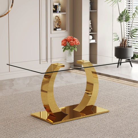 Dining Table For Living Spaces - Gold / Transparent