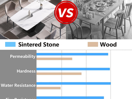 63" Modern Artificial Stone Dining Table, 6 People - White / Black