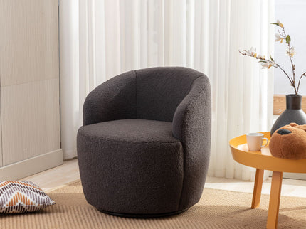 Teddy Fabric Swivel Accent Armchair Barrel Chair With Powder Coating Metal Ring
