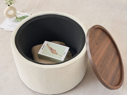 Nesting Ottomans, Round Coffee Table & Bench With Tray (Set of 2)