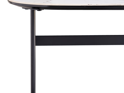 Modern Rectangular Rock Plate Coffee Table Open Space Design Golden Metal Frame Minimalist Living Room Center Table For Lounge Office - Black White