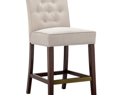 Tufted Counter Stool With Button Tufted Back - Tan