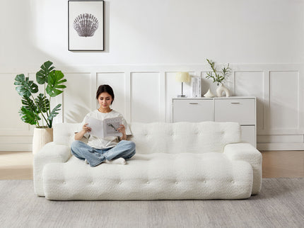 Cloud Series Minimalist Button Tufted Square Arm 3 Seater Sofa
