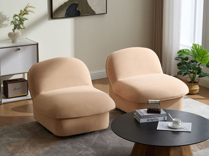 Pumpkin Shaped Swivel Accent Chair, 360 Degree Rotation For Living Room